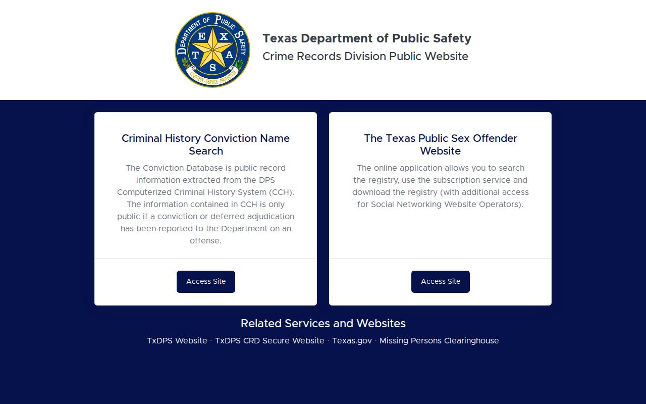 Nueces County criminal history search through the Texas DPS public portal