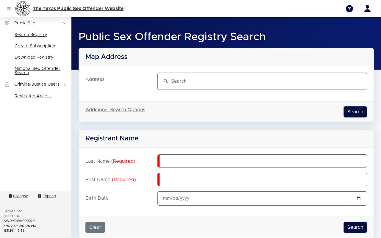 Nueces County criminal registry name and location search through Texas DPS
