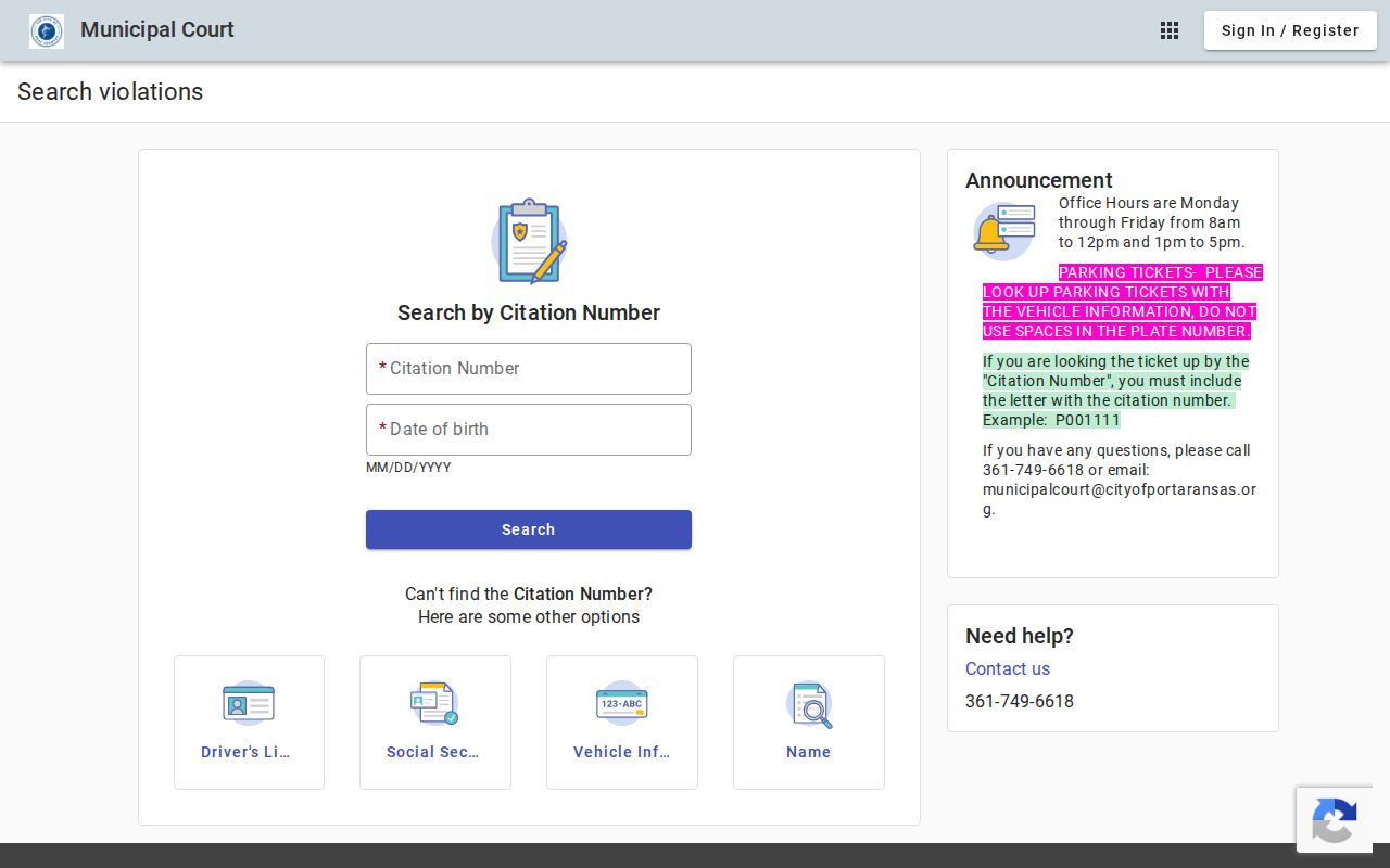 Separate city court lookup modes outside Robstown criminal records